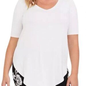 TORRID Favorite Tunic Super Soft V-Neck Tee, White, Size 0X, (Plus Size)